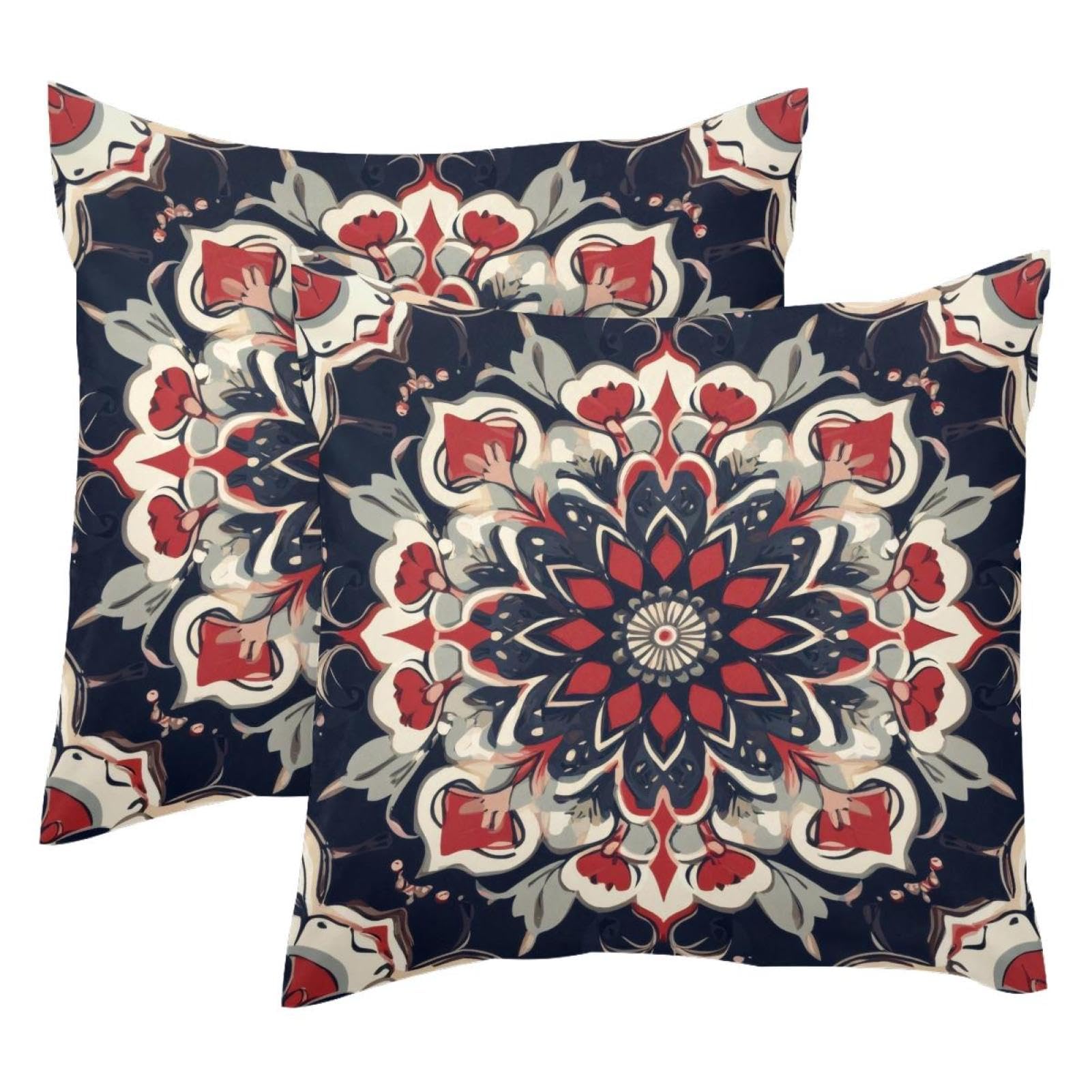Housses de coussin mandala bohème velours pour canapé et salon 50x50