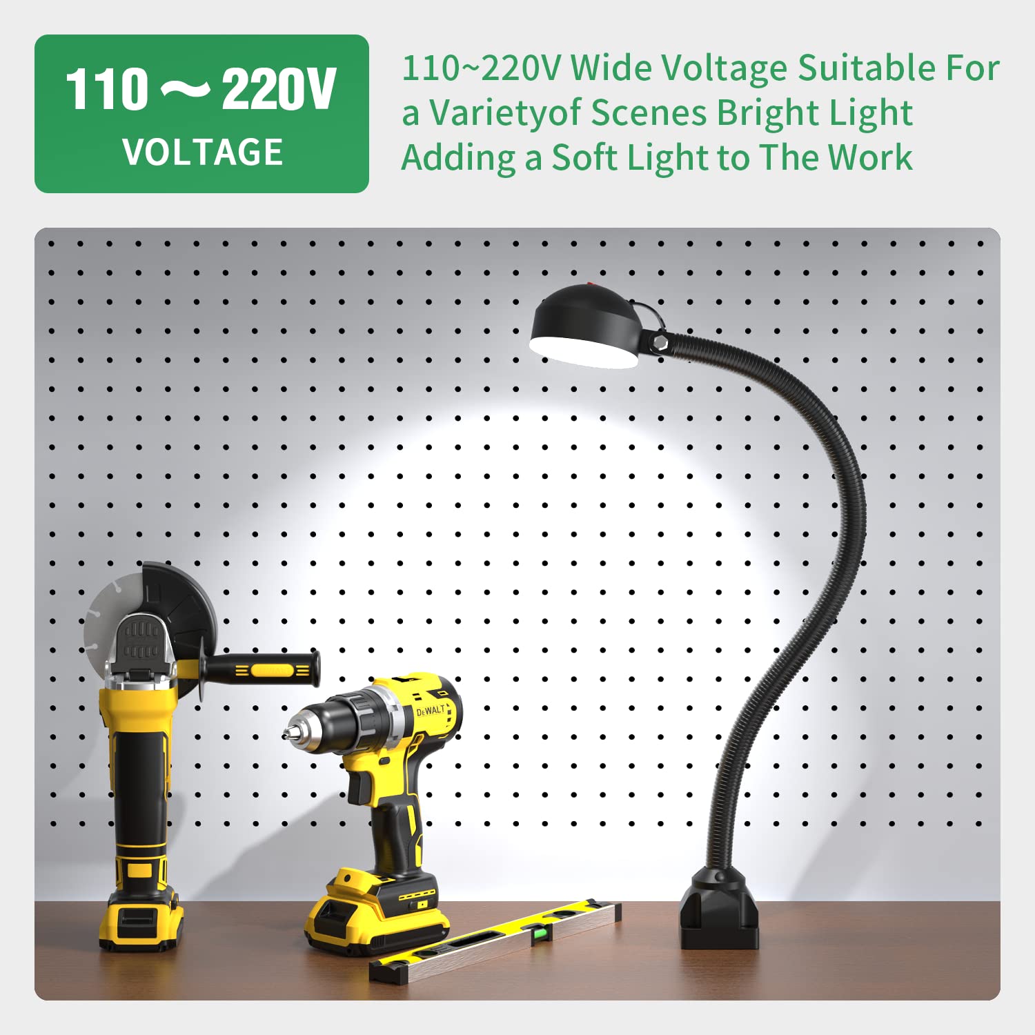 Luce da lavoro, lampada a LED da 10 W, impermeabile IP65, lampada flessibile a collo di cigno da 1100 lumen, per fresatura tornio, trapano, illuminazione industriale [classe energetica A+++]