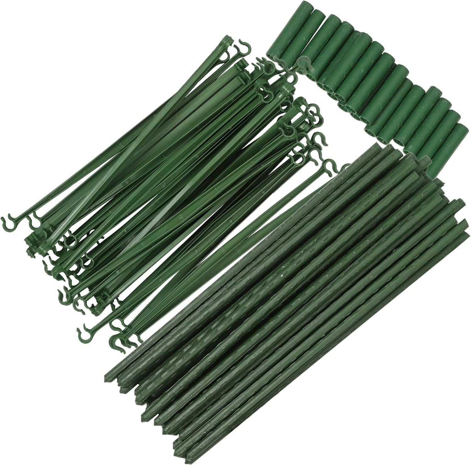 3 Sets Metal Tomato Plant Trellis for Garden and Indoor Potted Plants, 27 Poles with 27 Connectors and 18 Clips, Triangular Climbing Frame Rack for Vine Support