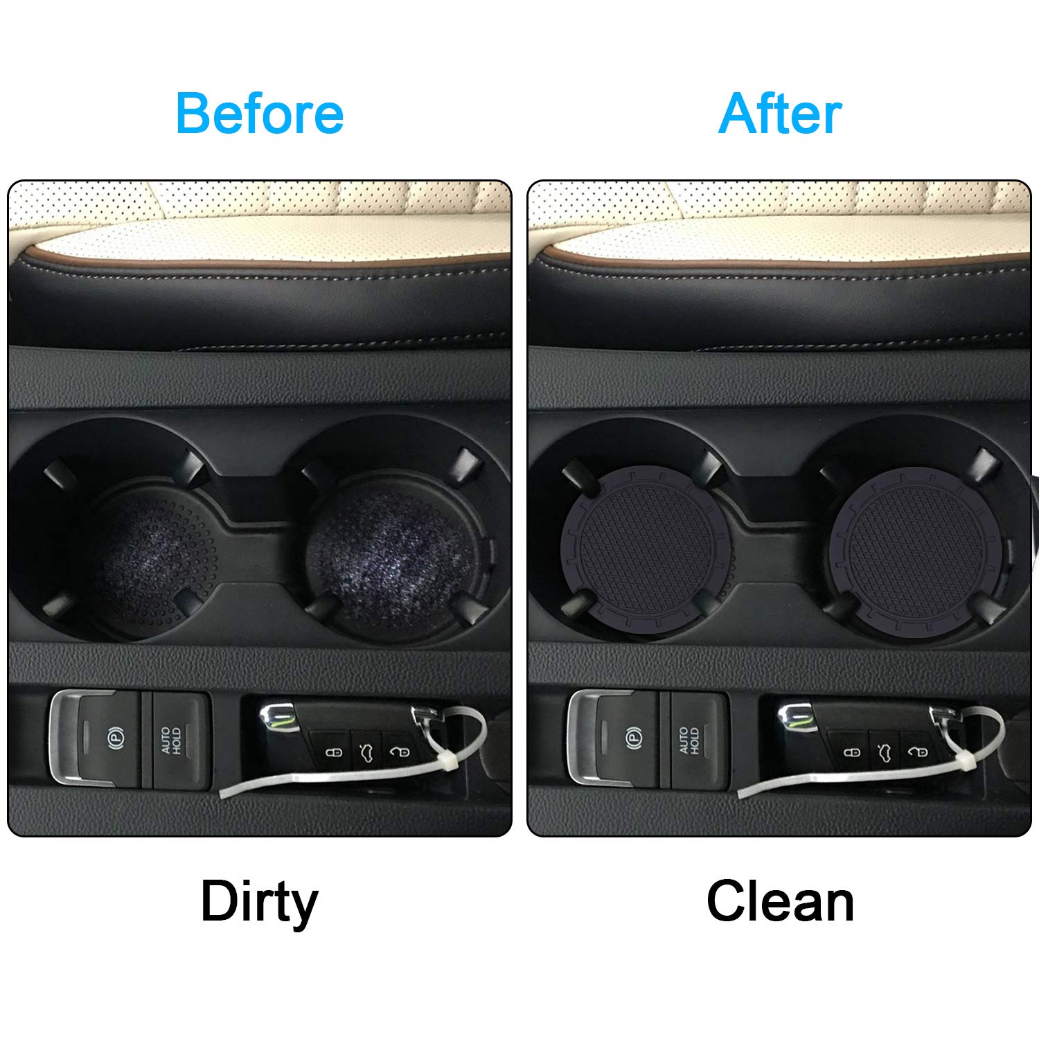 Car Coasters, Wisdompro 4 Pack PVC Car Cup Holder Insert Coaster Anti Slip Universal Vehicle Interior Accessories Mats Women 2 75 Diameter Blue C21