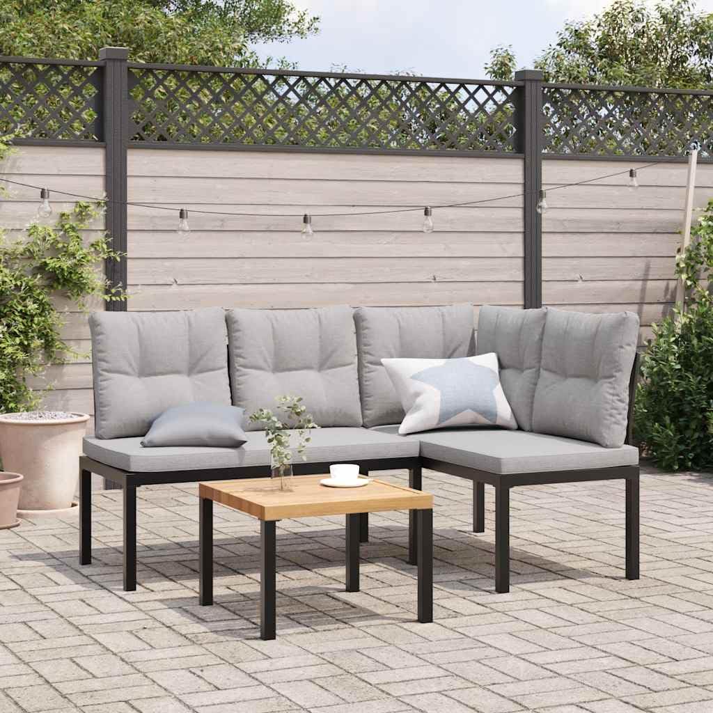 vidaXL Panche Giardino con Cuscini 2pz Nere Acciaio Verniciato Polvere