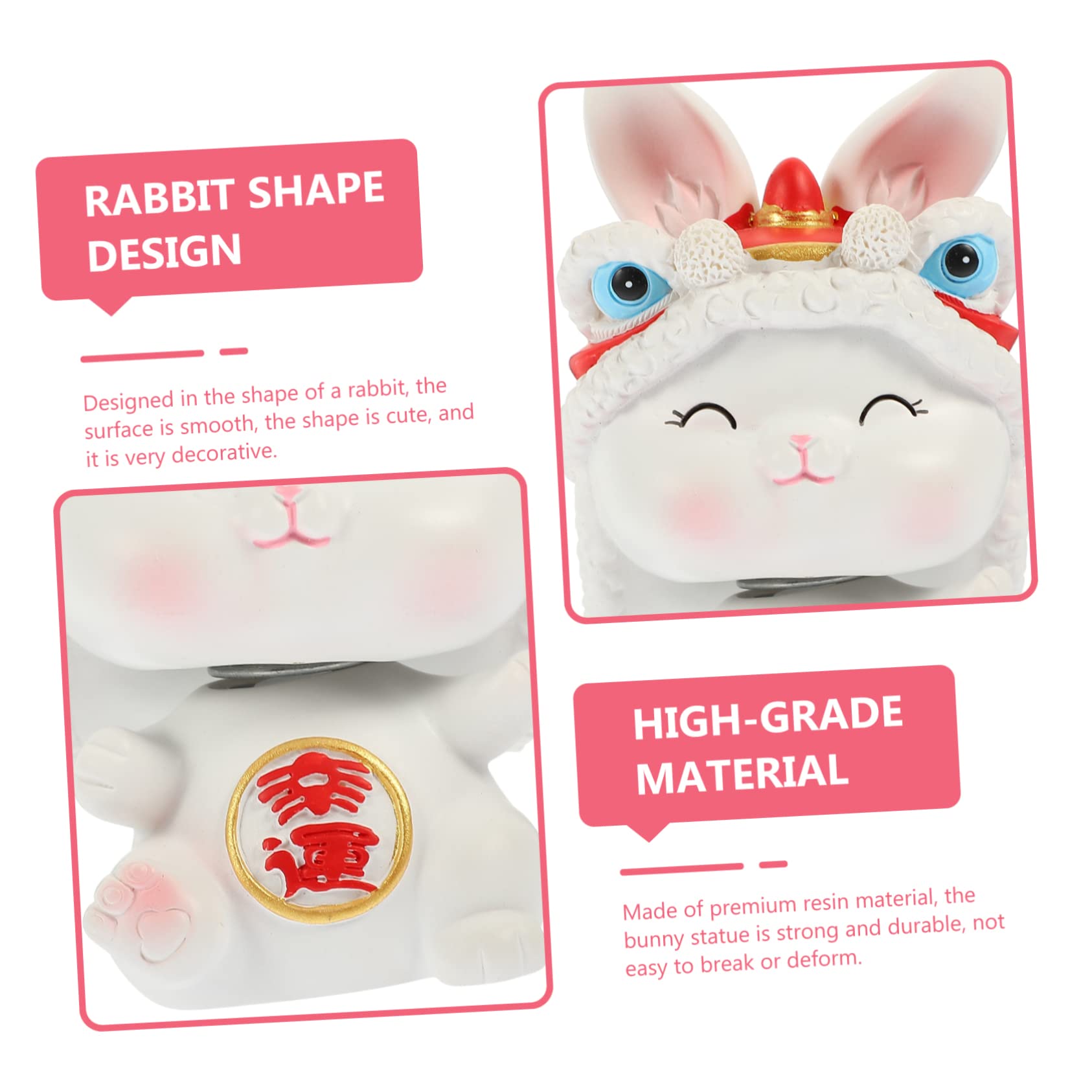 IMIKEYA 4 Pièces Ornements artisanaux en résine Micro Paysage Lapin Mini-Animaux Accessoires Auto Car Accessories Jouet Animal Figurine de Lapin pour la Maison Petit en résine