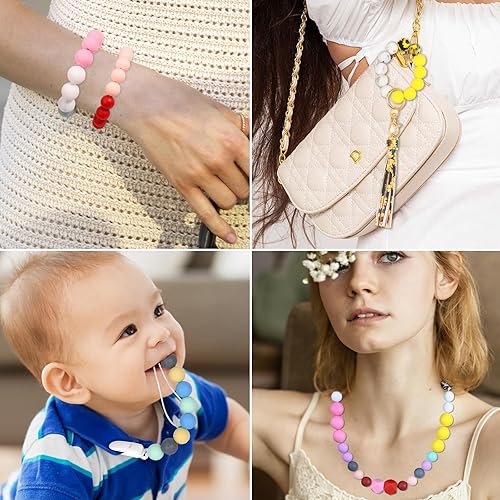 Miniatura 6 de CZWZ 141 cuentas de silicona para hacer llaveros, kit de cuentas para bolígrafos, cuentas de silicona, kit de fabricación de llaveros a granel,