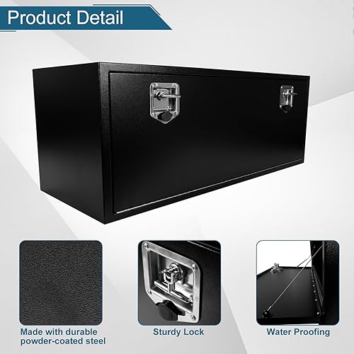 Miniatura 16 de Caja de acero para camión, 30 x 18 x 18 pulgadas, caja de acero resistente para remolque, caja de herramientas para camión, organizador