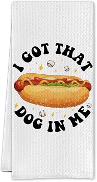 Funny Hotdog Baseball Kitchen Towels, Baseball Lover Player Fan Gifts Dish Tea Towels, Hotdog Food Lover Gifts Decorative Hand Towel for Kitchen, 16x24 Inch