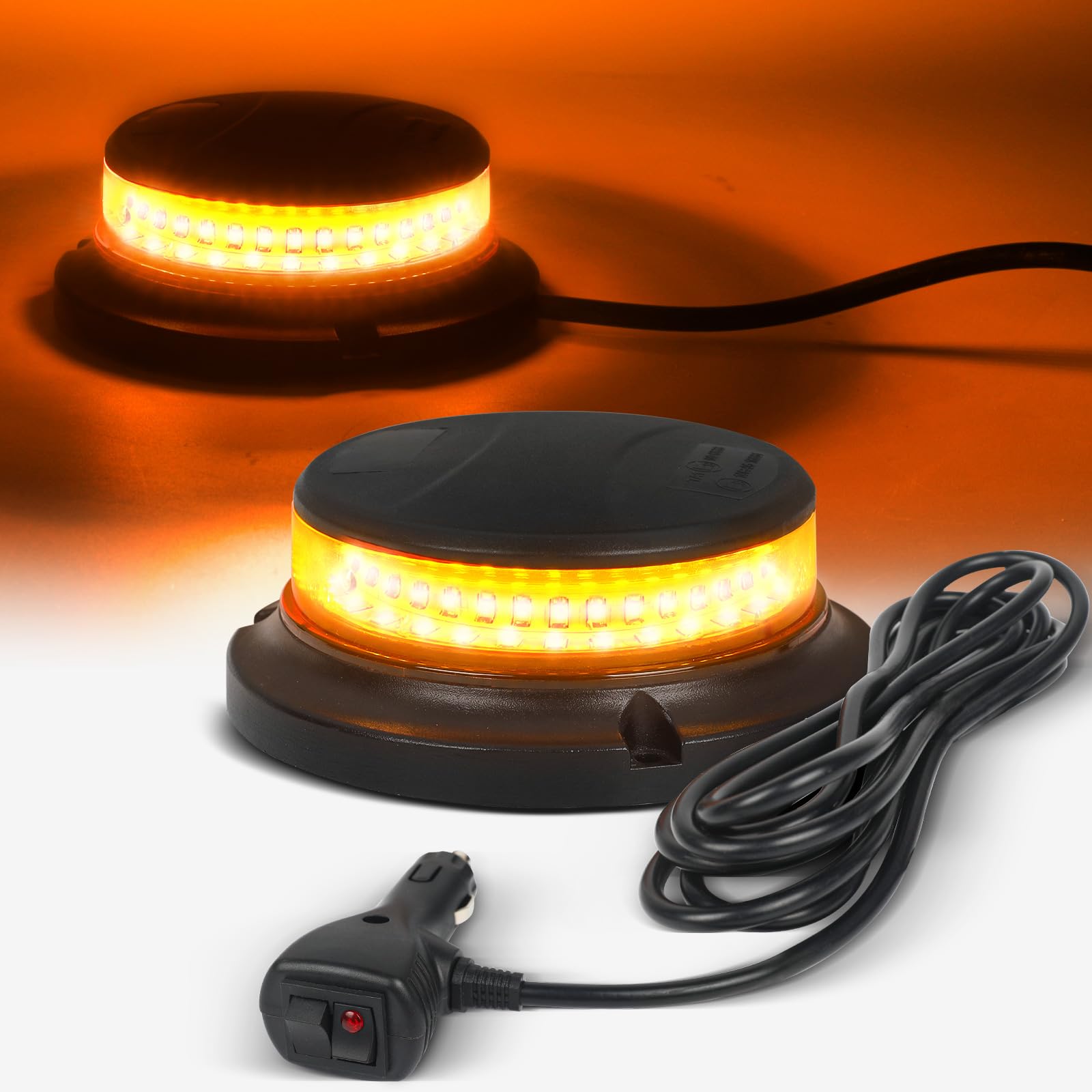 SecoRüt 95003 Zwaailicht 12 V/DC, 24 V/DC Werkt Op Een Accu Magneetbevestiging Magneetvoet Zuignap Oranje 2304653