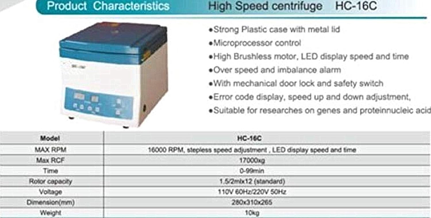 HC-16C 13000rpm Electric Lab Centrifuge Equipment 1.5mlX12