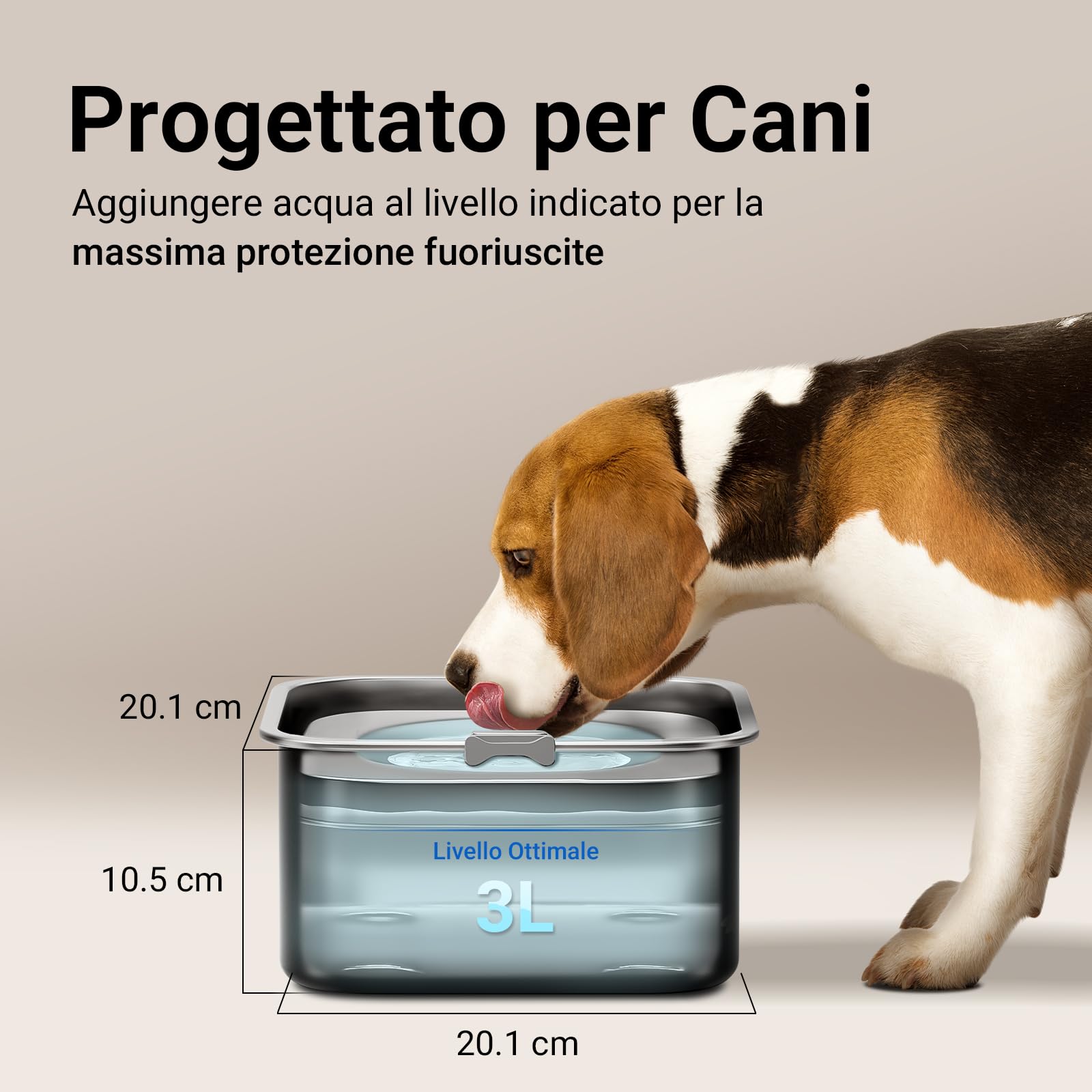 DownyPaws Ciotola Acqua Cane Antigoccia per Piccoli e Medi, 3L Ciotola Antigoccia Cane in Acciaio Inossidabile, Ciotole Acqua Cani Antipolvere e Antiscivolo, Mantiene Pavimento Asciutto (Nero)