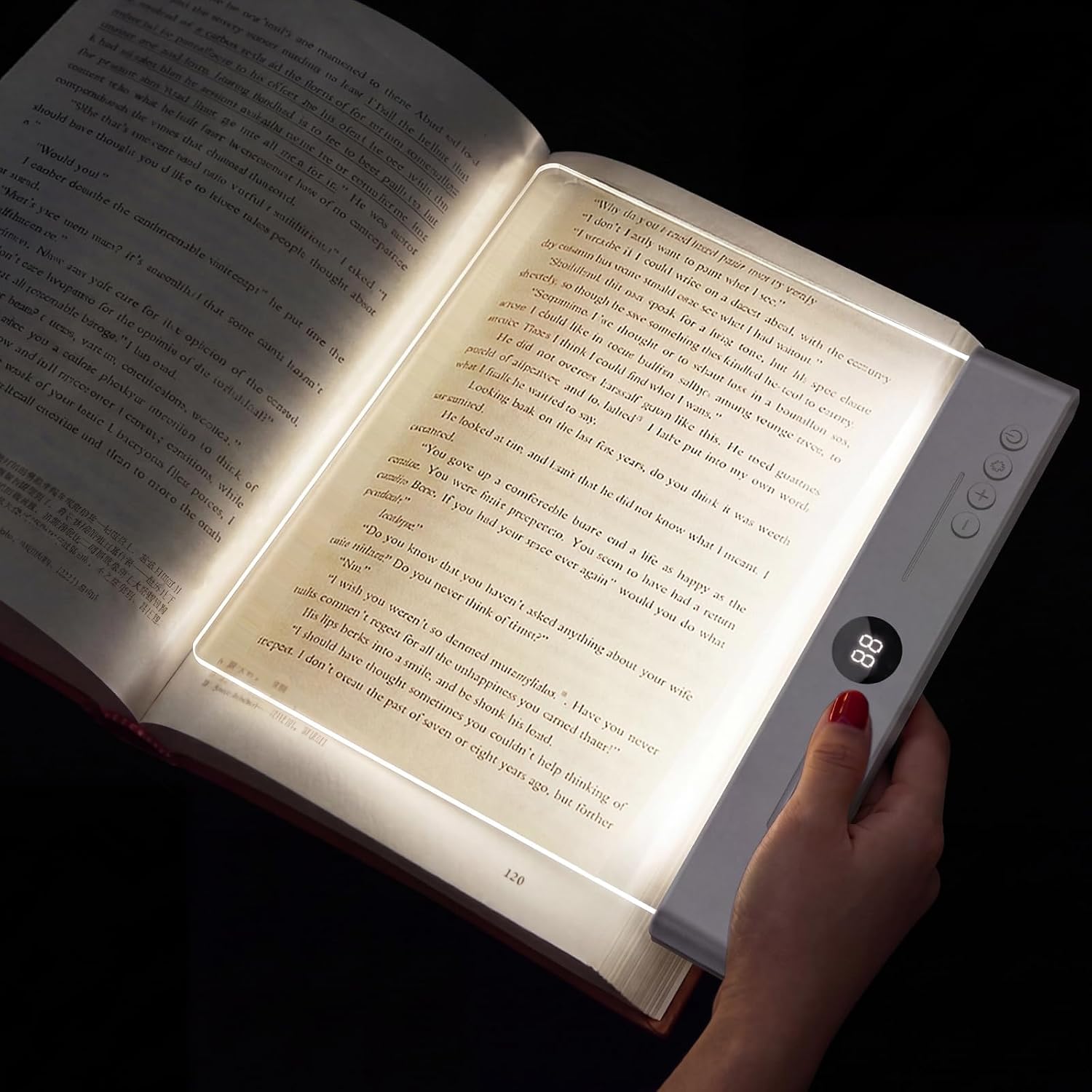 Flat Book Light for Bed Reading, Rechargeable LED Page Light with Timer,3 Color Modes&Stepless Dimming,Eye-Caring Book Lamp for Book Lovers,35H Runtime,1200mAh Battery,for A4 Size Books(8.27*11.69in)