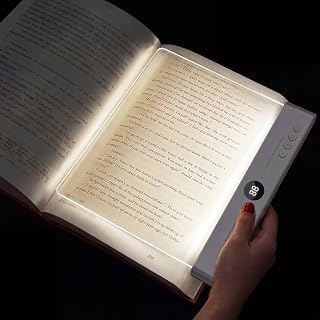 Flat Book Light for Bed Reading,Rechargeable LED Page Light with Timer | 3 Color Modes&Stepless Dimming,Eye-Caring Book Lamp for Book Lovers,35H Runtime,1200mAh Battery,for A4 Size Books