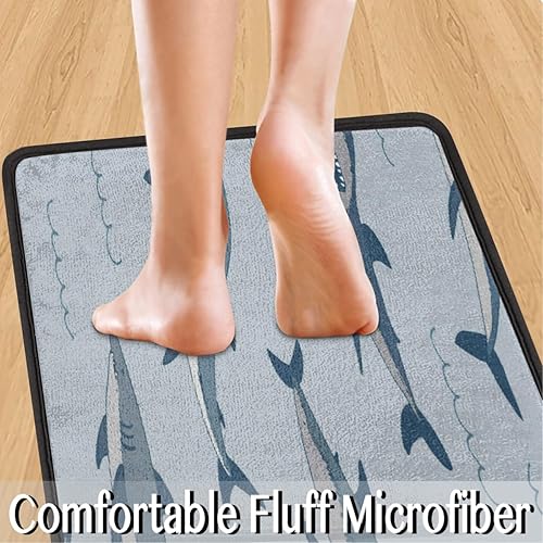 Miniatura 5 de Tapete de cocina con diseño de animales marinos de tiburón 2 piezas y alfombras acolchadas antifatiga de 47 x 17 pulgadas29 x 17 pulgadas,