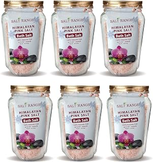 Natural Solution Bath Salt 1lbs Bag Each, 100% Pure Can be Used for Bath, Spa, Shower & Feet, Powerful for Stress Relief, Moisturize Your Skin, Body Soak – Pack of 6, Pink