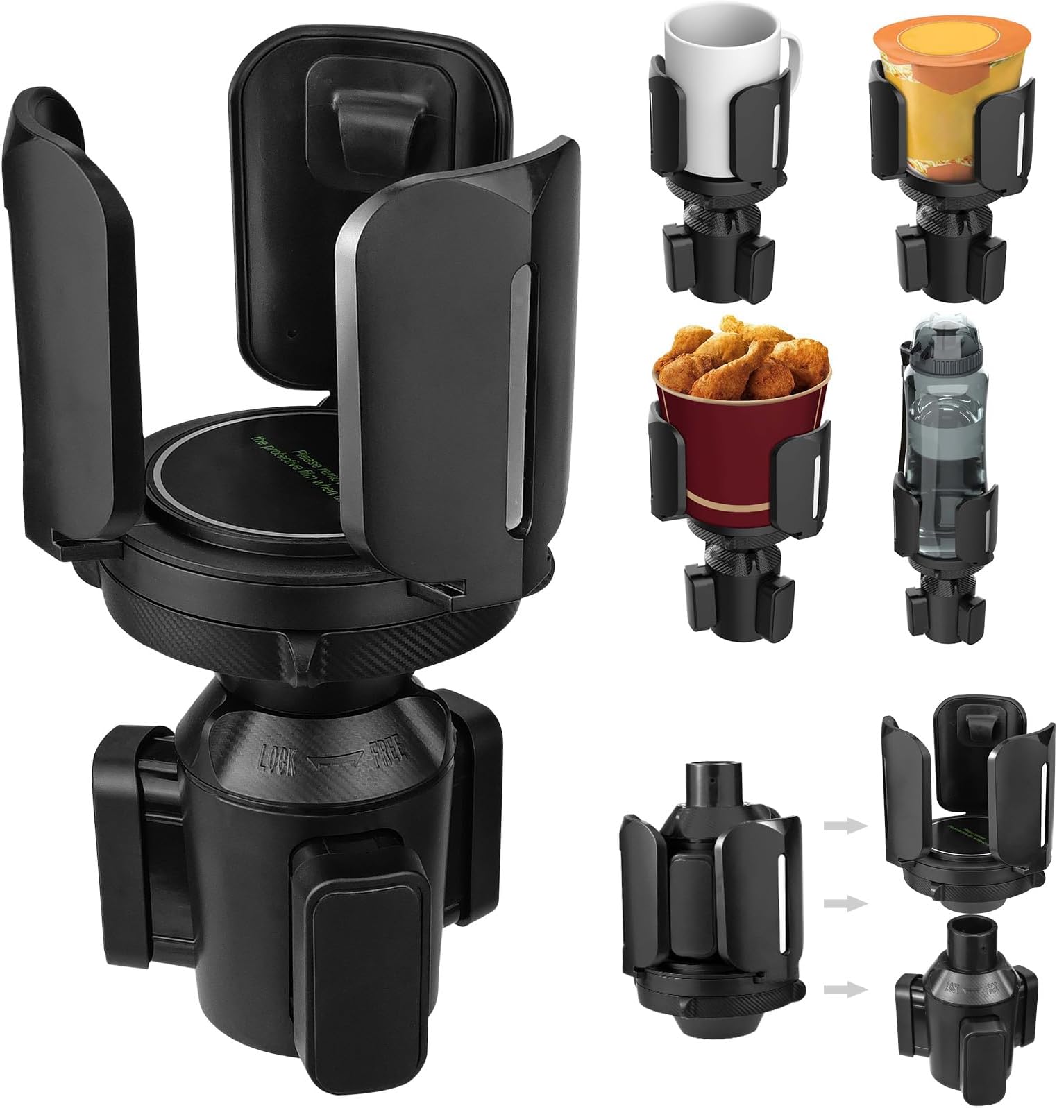 – Insert Large Size Cup Holder Expander for Cars, Car Drink Cup Holder Suitable for Water Bottles(2.95-5.5in), with Adjustable Base Automotive Cup Holders, Compatible Most Cups and Cars
