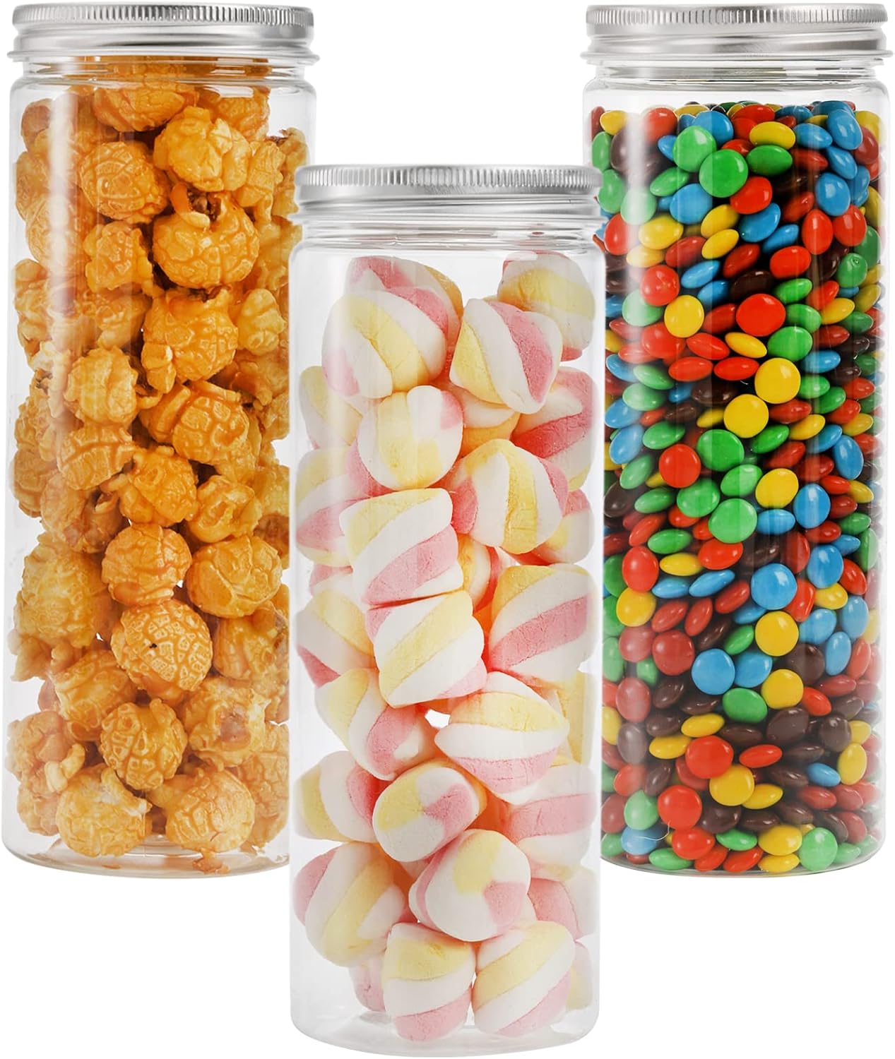 Tebery 16 Pack Plastic Spice Jars Bottles Containers with Lids 17oz Clear Straight Cylinders Plastic Canisters for Food & Home Storage