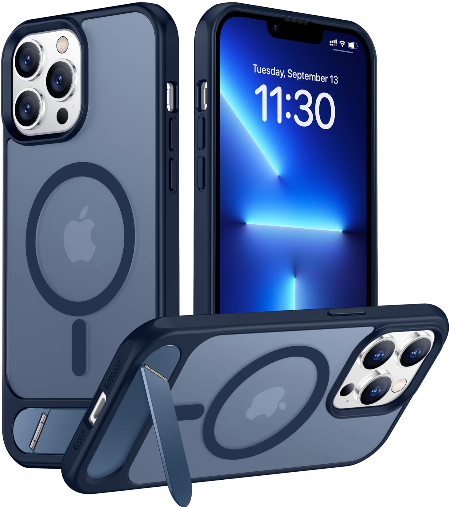 Temdan Magnetic Compatible with iPhone 13 Pro Max Case, [Built-in Invisible Kickstand][Compatible with MagSafe] [Military Grade Shockproof] Slim Translucent Matte Phone Case for iPhone 13 Pro Max 6.7"