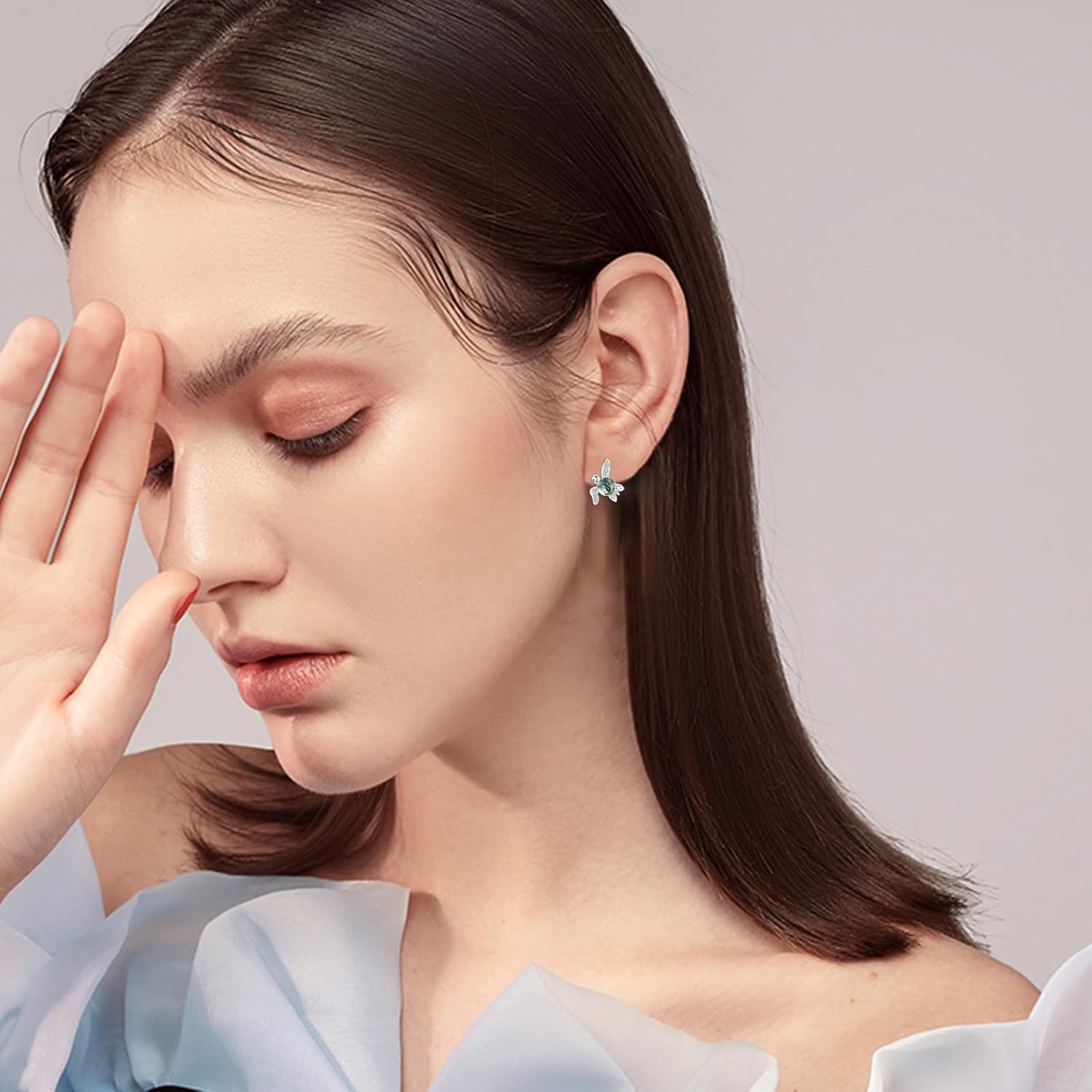 Turtle Earrings for Women 925 Sterling Silver Moonstone/Agate/Turquoise/Larimar Turtle Stud Earrings Hypoallergenic Ocean Jewelry Gifts for Birthday Mother's Day - Image 4