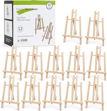 Conda 12 Pack 11.8" Wood Easels,Tabletop Easel for Painting,Painting Party, Displaying Canvases, Kids Student Table School Desktop, Portable Canvas Photo Picture Sign Holder