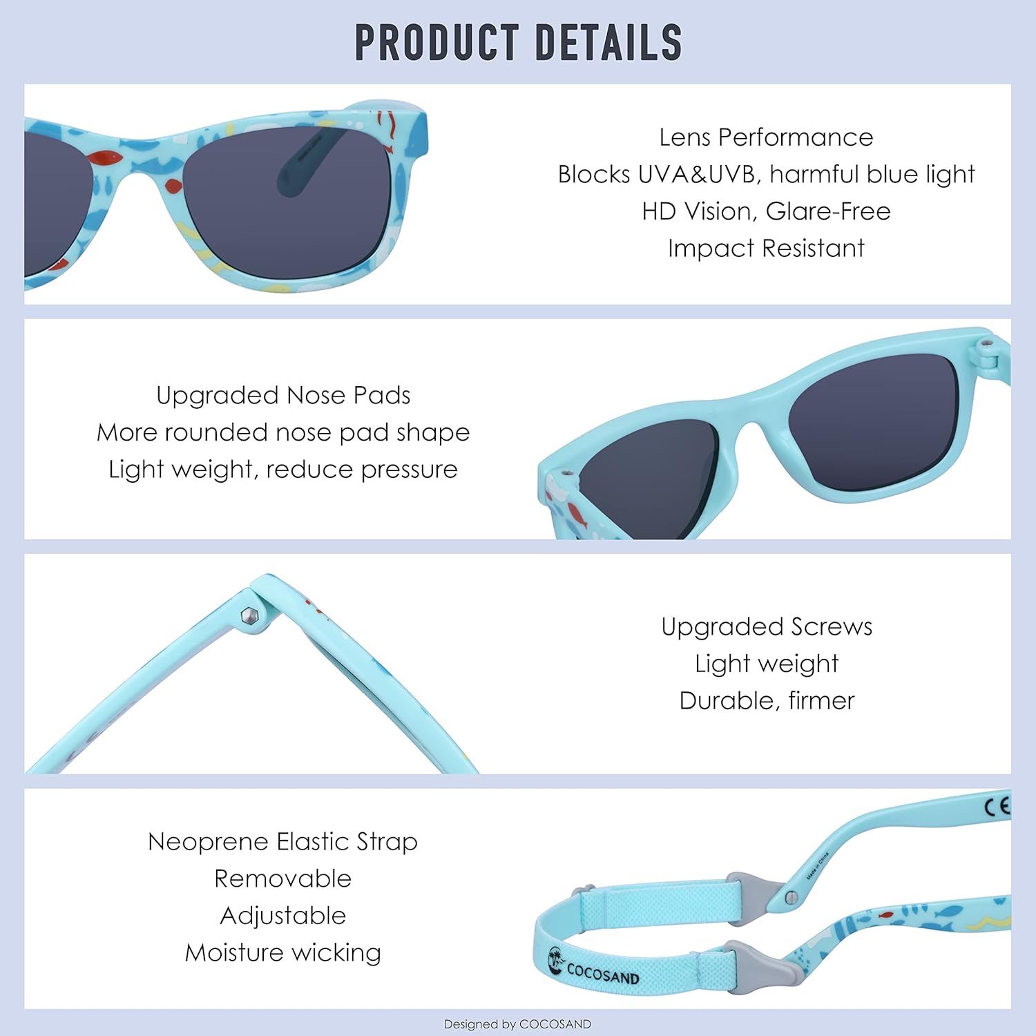 COCOSAND Flexible Baby Sunglasses with Strap Polarized UV Protection for Toddler Infant Newborn Boy Girl Age 0-24 Months - Image 4