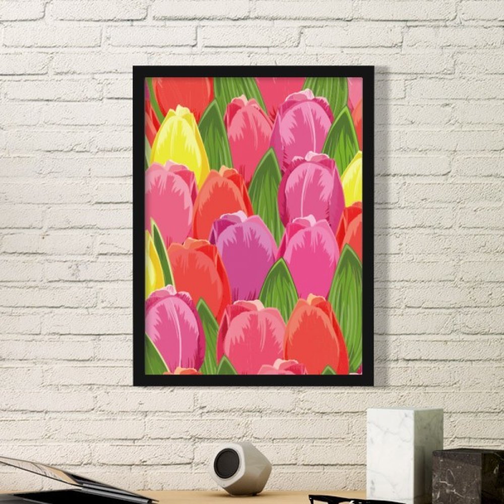 Cadre photo en bois aquarelle fleur tulipe, idée cadeau déco idéale