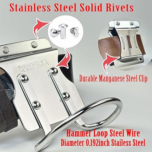 Miniatura 2 de Soporte para martillo, funda de taladro, funda de martillo de acero inoxidable, soporte de martillo para cinturón de herramientas (bucle de martillo