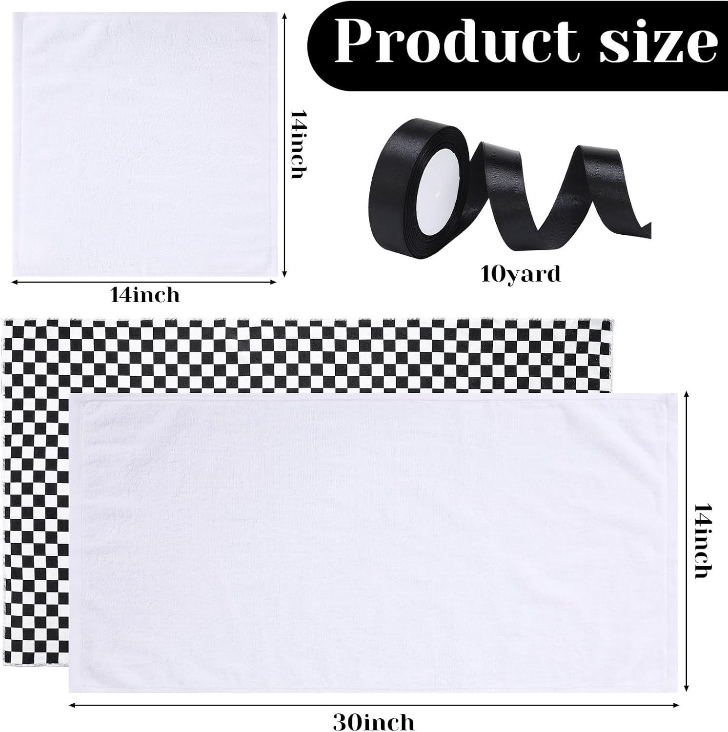 6 Pcs Checkered Hand Towel Set 6 Black and White Cotton Decorative Towels for Bathroom Kitchen Soft and Absorbent 2 Hand Cloths 2 Washcloths and 2 Hair Towels Wrap for Gym Spa Accessories