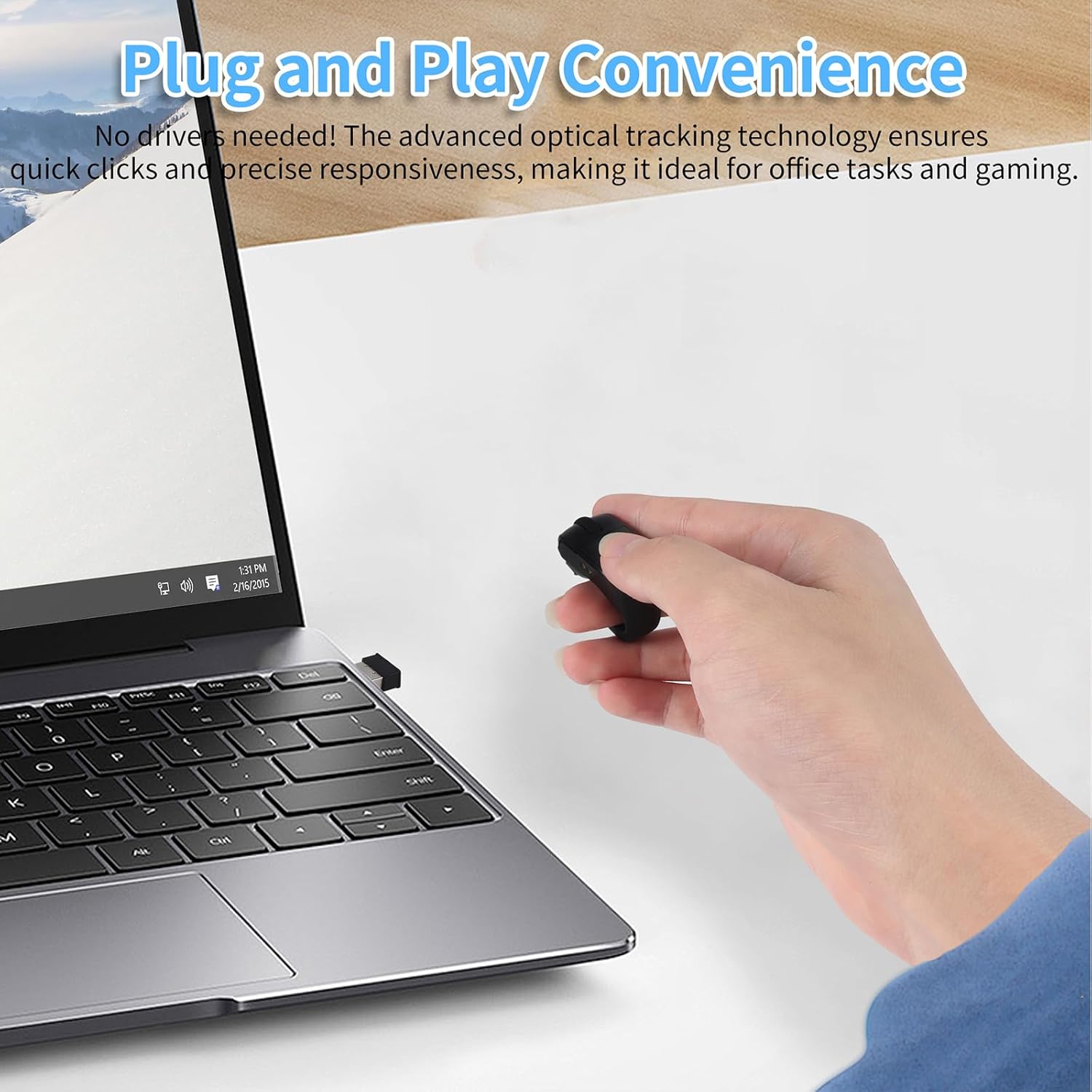 Mini Bluetooth Wireless Mouse Dual Mode Finger & Ring Touchpad Design, Rechargeable with Charging Case for PC, Laptops, Tablets & Smartphones – Ideal for Remote Control, Page Turning,Travel (Black)