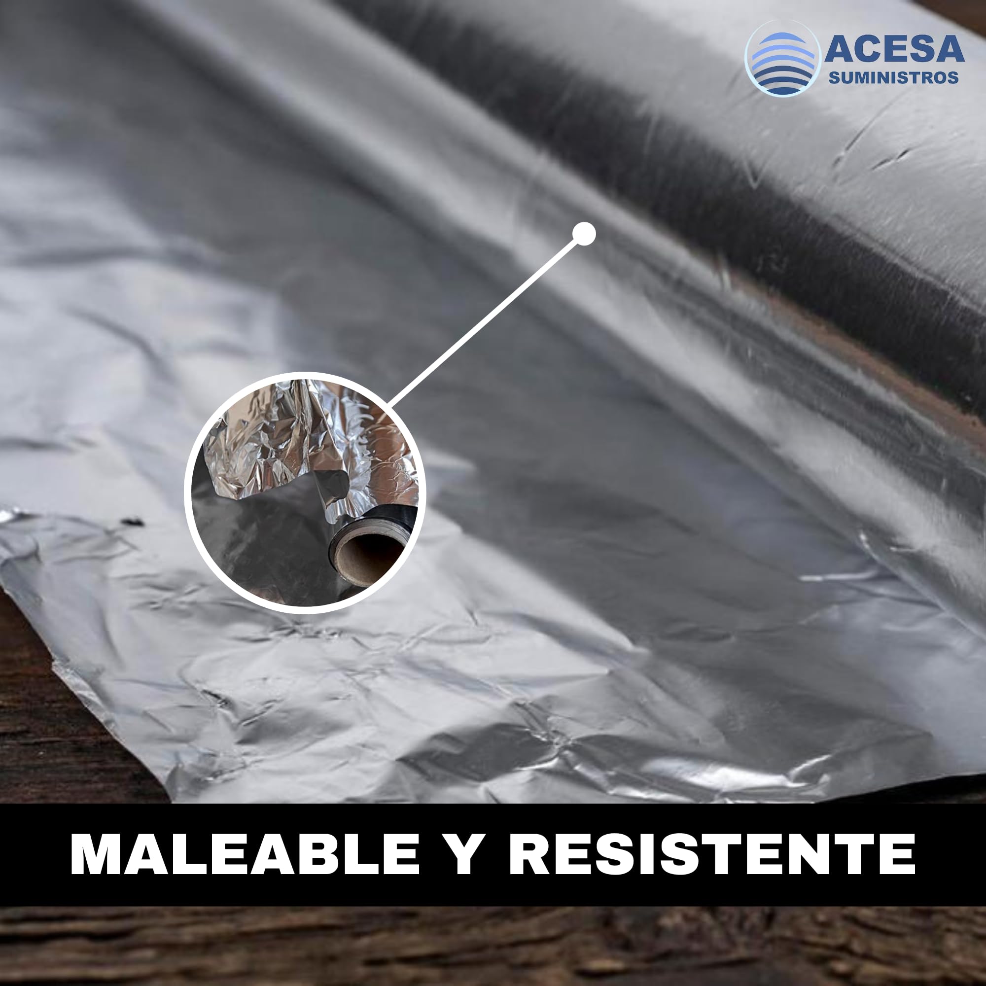 ACESA – Papel Aluminio Industrial 30cm x 200m | Rollo de Aluminio para Cocina, Hostelería y Peluquería | 14 Micras | Apto para Horno y Congelador | Caja Dispensadora con Sierra de Corte