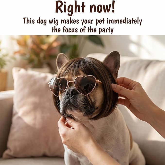 Peluca para Perro, Disfraz Divertido Ajustable para Mascotas Pequeñas, Medianas y Grandes miniatura 4