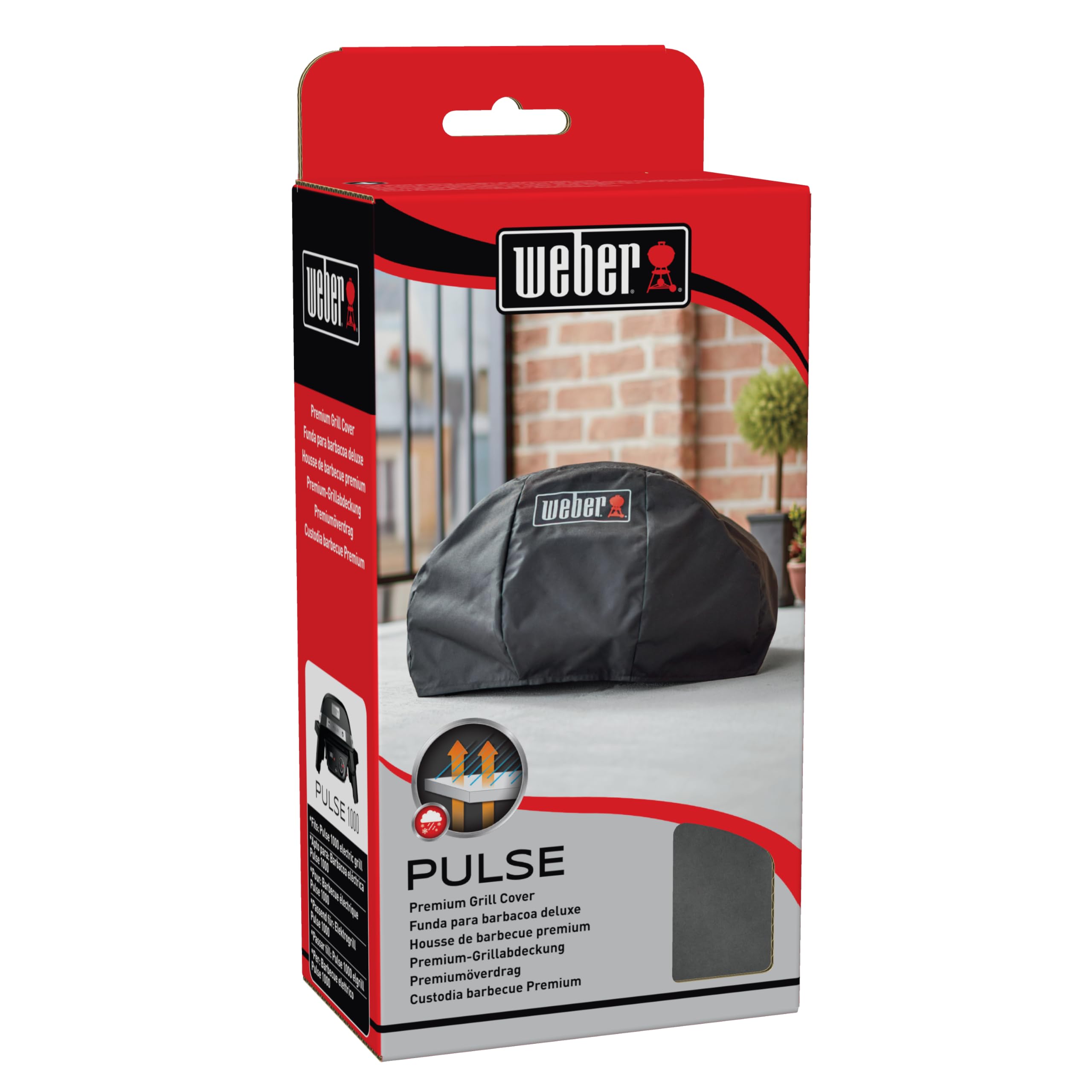 Weber Copertura Premium per Barbecue Pulse 1000, Traspirante, Resistente ai Raggi UV e all’Acqua, Protezione da Vento e intemperie, con Chiusura in Velcro – Nero (7180)
