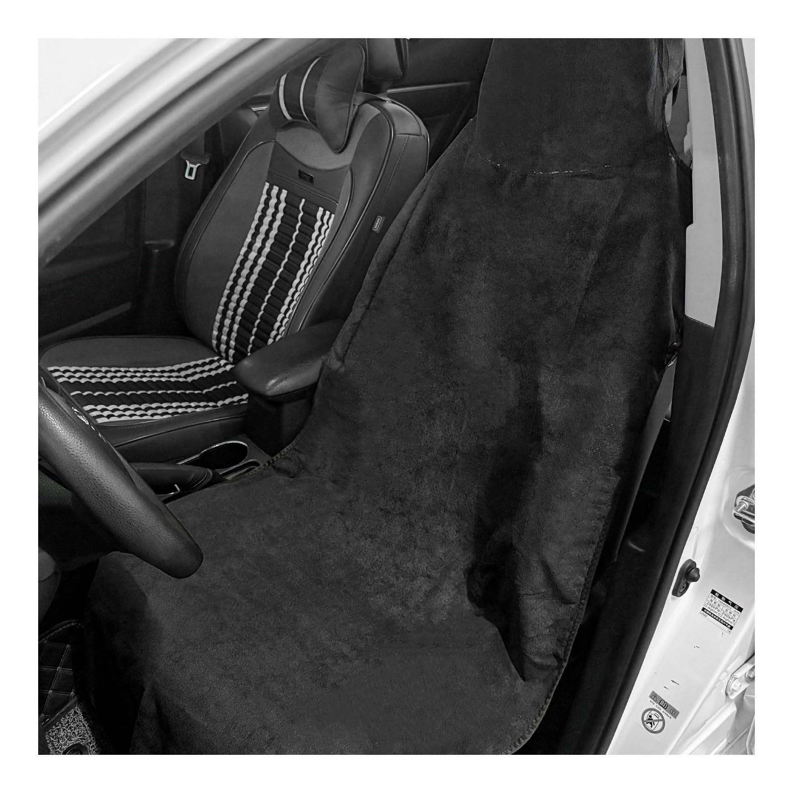 Wasserdichter Autositzbezug, Premium-Frottee-Schweißtuch, Vordersitzschutz, waschbar, rutschfest, Auto-Schalensitzbezüge, ideal für Post, Fitnessstudio, Workout, Laufen, Schwimmen (schwarz)