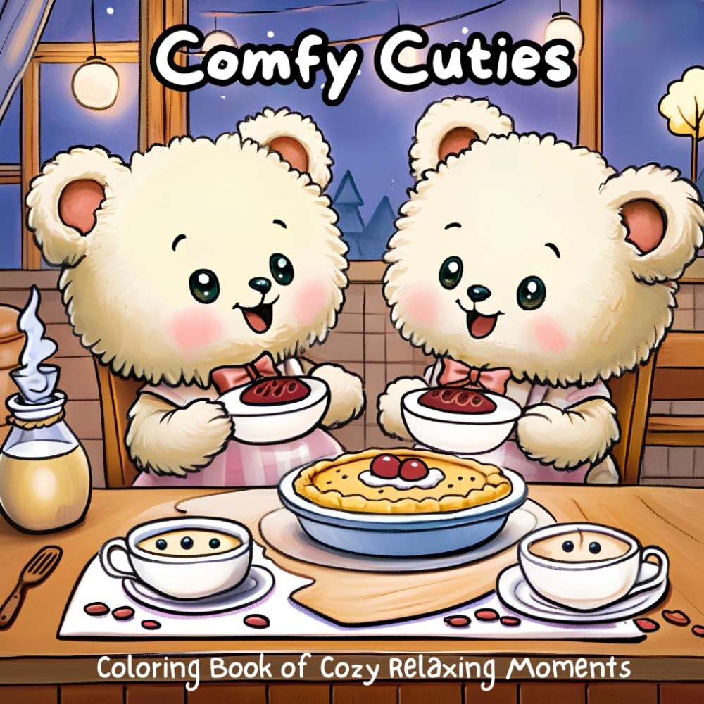 Comfy Cuties: Coloring Book of Adorable Characters in Cozy Relaxing Moments, Easy & Simple Designs for Teens and Adults