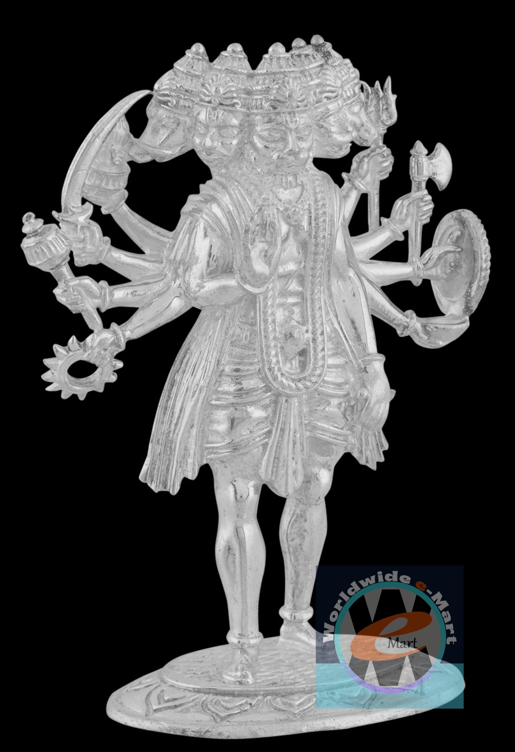 Worldwide e-Mart Parad Panchmukhi Hanuman Ji Idol Energised Mercury 5 Faced Hanuman Murti for Pooja Temple Car Dashboard Vastu Spiritual Statue for Protection Strength Blessings Home Decor 115 gm 1