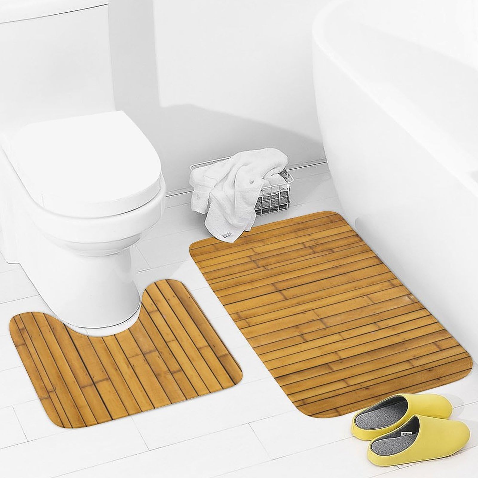 Tapis de bain doux et absorbants pour douche et contour de sol en U