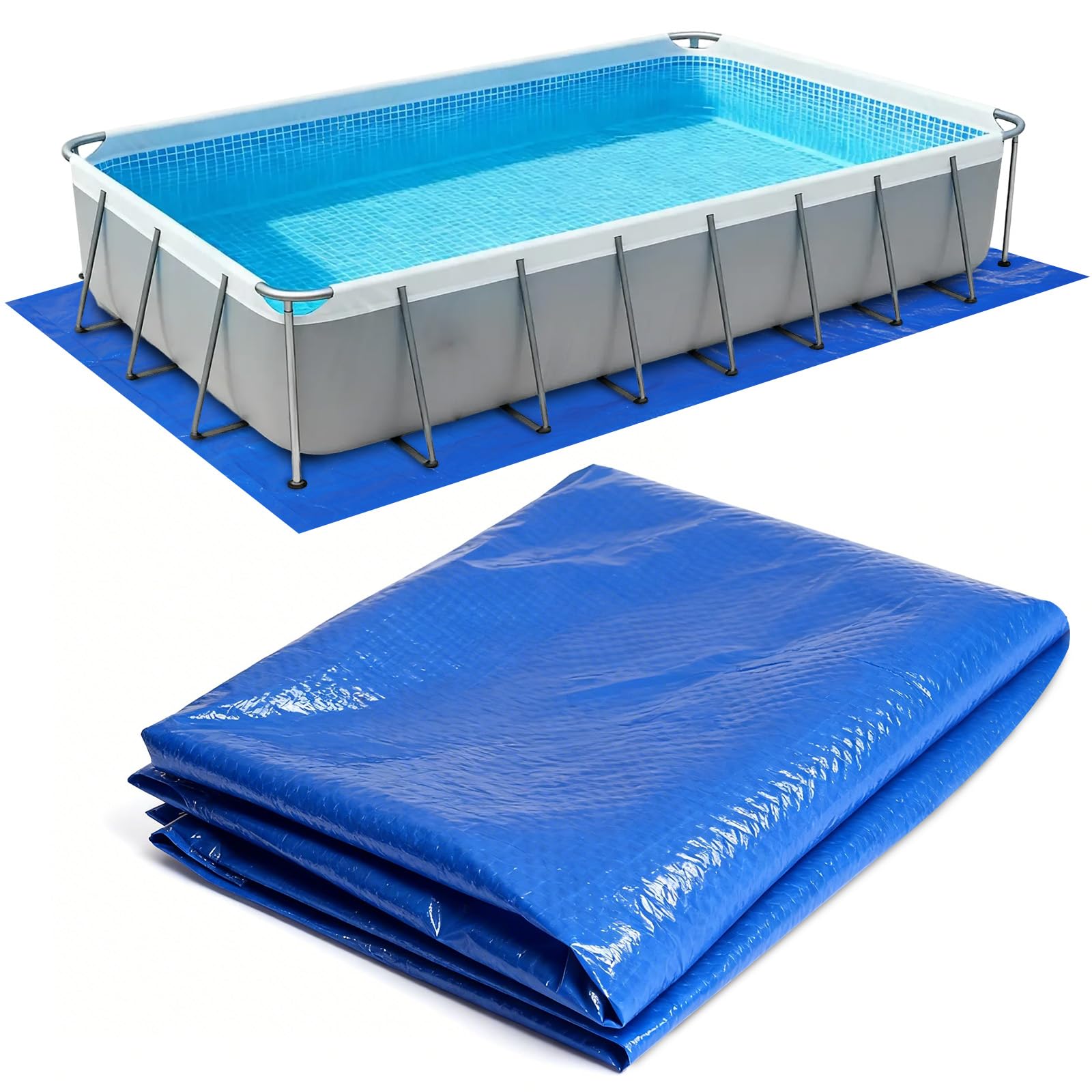 Tapis de Sol Piscine, 300 X 210 CM Tapis Piscine Hors Sol, Tapi Sols Piscines Hors Sols, Adapté Aux Piscines Rectangulaires, Protège Le Fond de La Pisciness, Résistant À L'usure Et Aux Déchirures