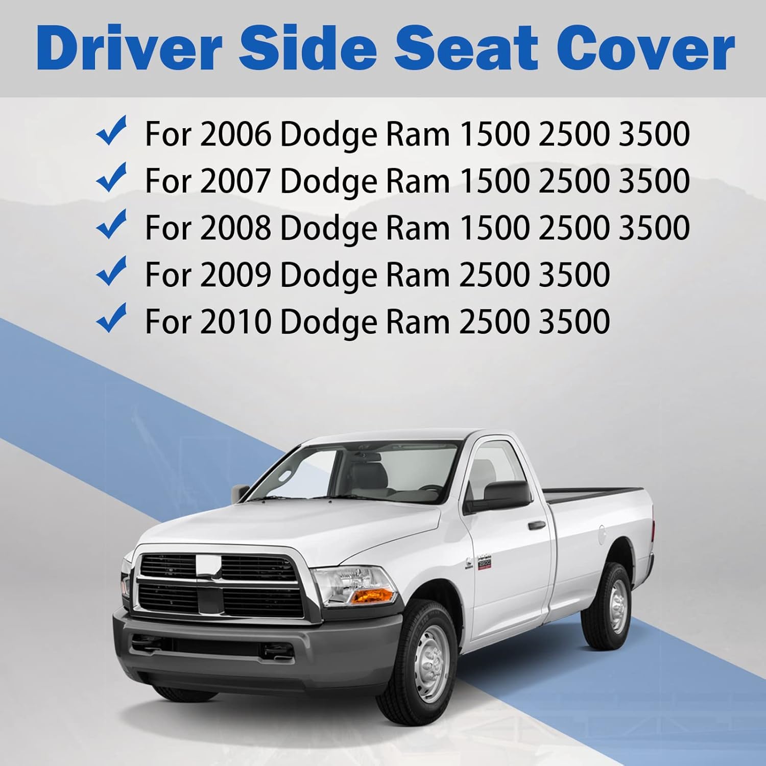 Exclusive Special Bottom Seat Cover Replacement Cloth for Dodge Ram 2500 3500 2006 2007 2008 2009 2010 and 2006 2007 2008 2009 Ram 1500 -Breathable and Non-Slip Front Left Driver Side Seat Cushion Cover for Cars