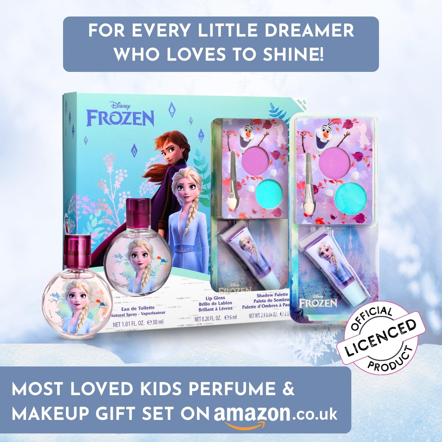 Frozen Set regalo – EDT 30 ml – Lip Gloss – Palette di ombretti/giocattolo per ragazze
