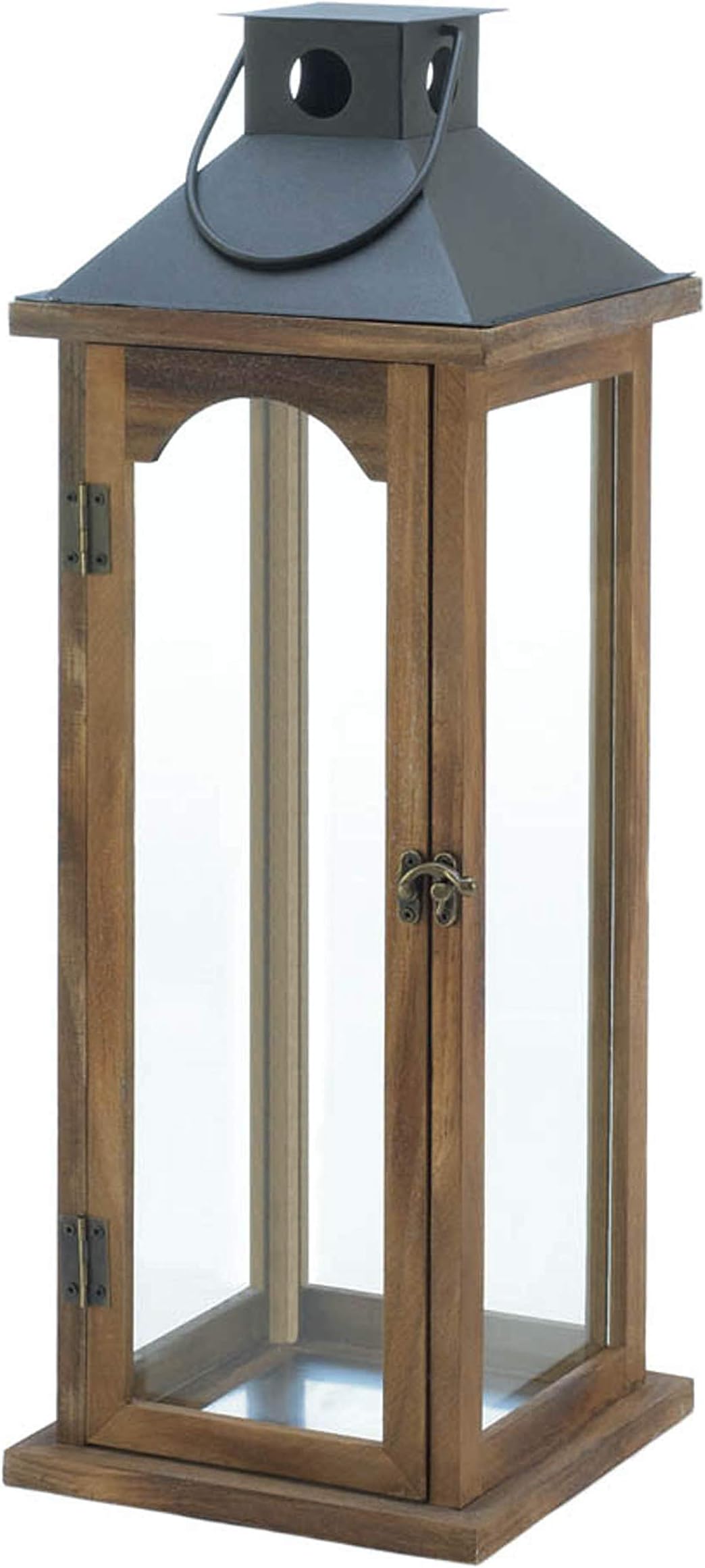 Large Simple Metal TOP Wooden Lantern