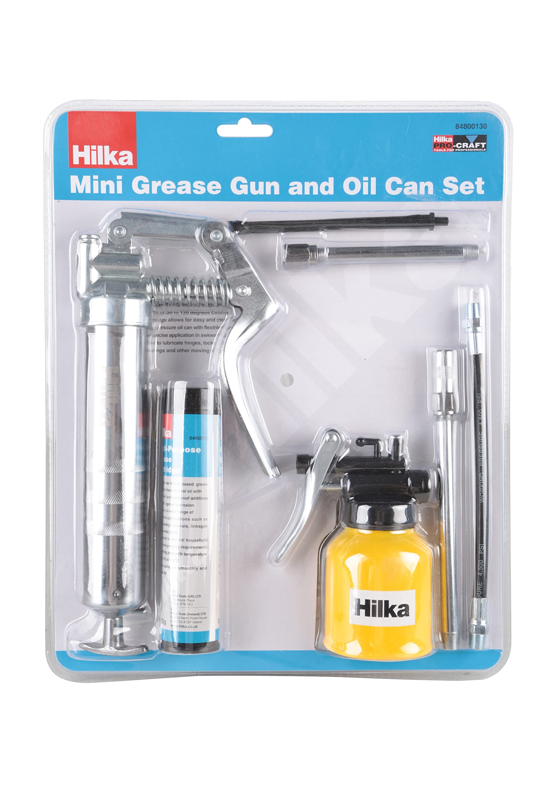 Mini Grease Gun and Oil Can Set, Silver