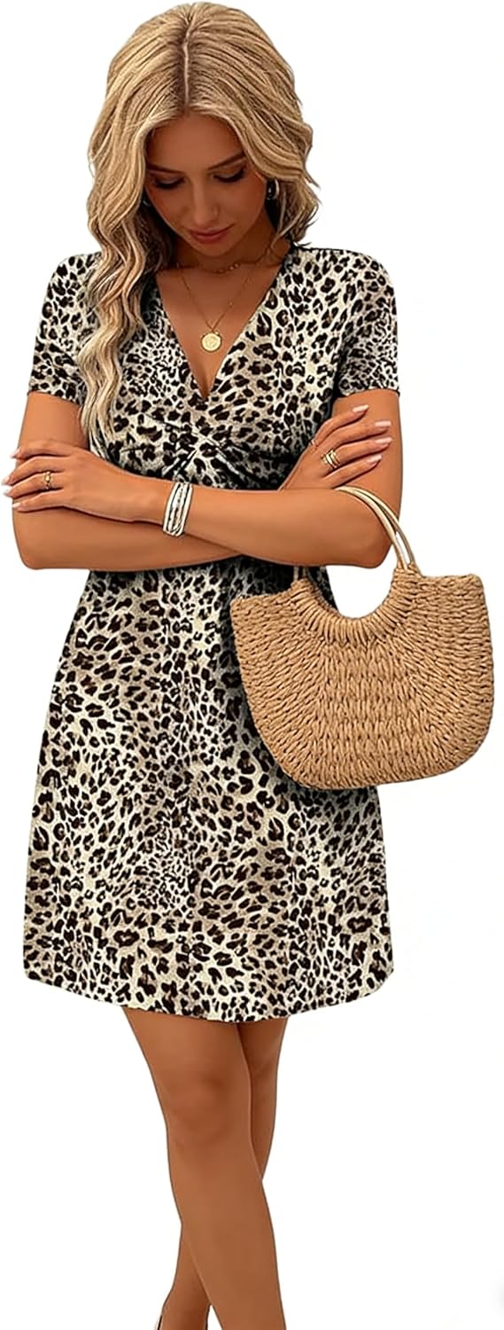 LLHXRUI Women's Twist Front V Neck Ruffle Casual Summer Dress Sexy Elegant Sleeveless Club Party Tunic Bodycon Mini Dresses - Image 5