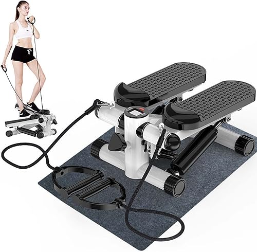 Miniatura 9 de YSUEFIJO Mini máquina de ejercicio paso a paso equipo de fitness antideslizante máquina de ejercicio aeróbico con cuerdas de goma y alfombra equipo