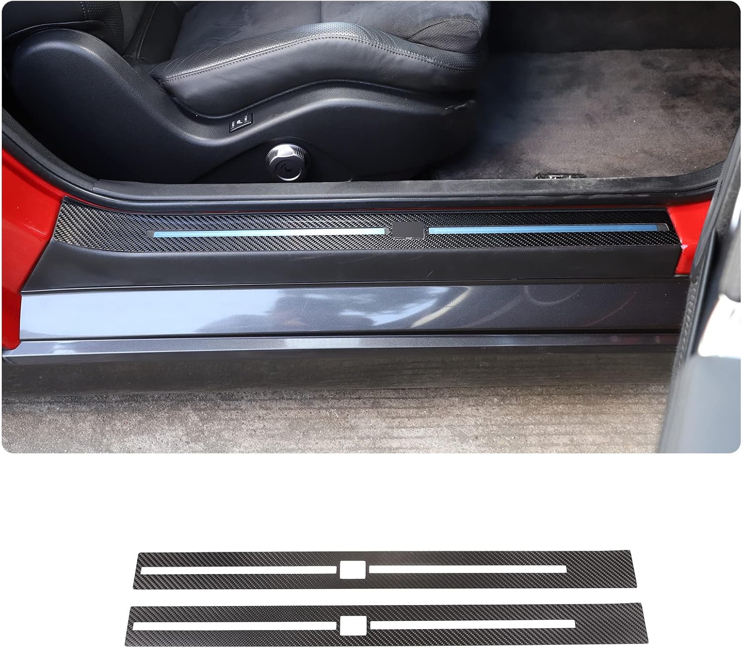 TOYCIDFG Threshold Protection Sticker Carbon Fiber Cover StickerDecorative Door Entry Guard Door Compatible with Nissan GTR R35 2008-2016 Car Accessories