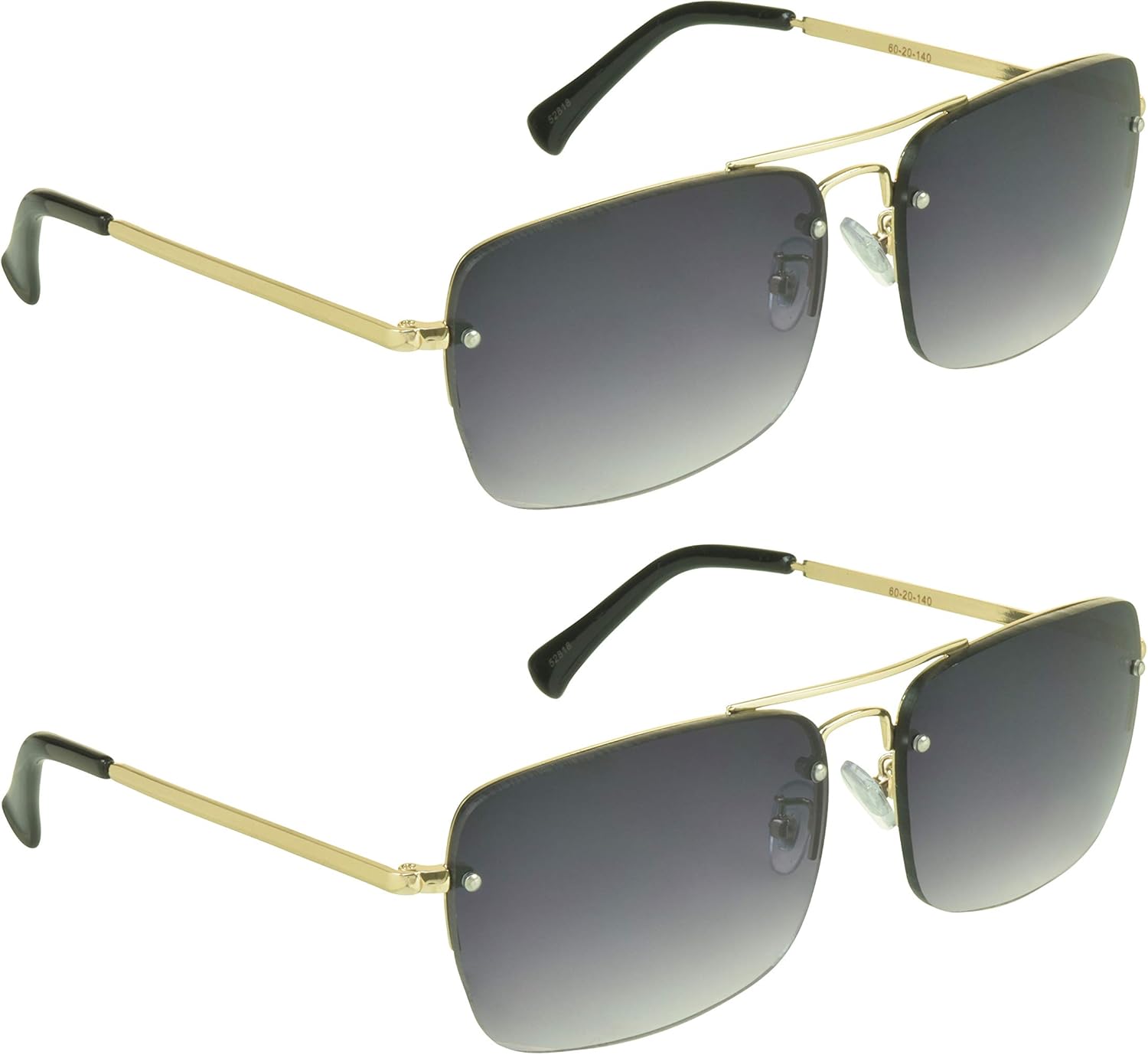 proSPORT Sunglasses Readers Full Lens Square Aviator Rimless Metal Silver Gold Gradient Grey Brown Tint Men Women NOT BIFOCAL