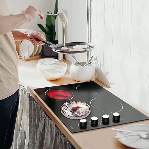 Miniatura 55 de Tucocoo Fundas para quemadores de estufa, juego de 4 fundas para estufas de gas de vino tinto retro, cubiertas superiores de estufa de 8 pulgadas