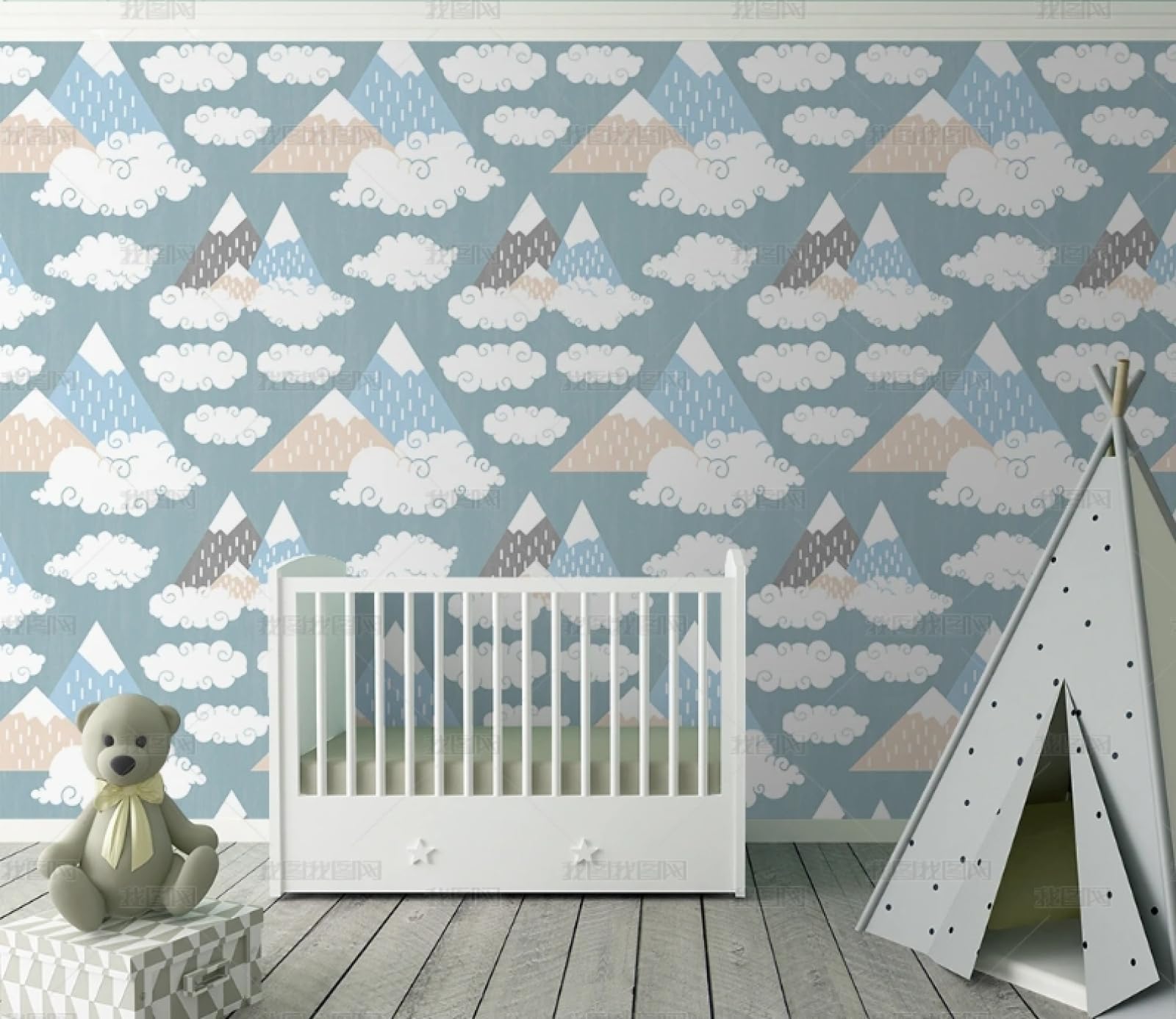Adhesif pour meuble et mur motif nuage pour salon et chambre enfant