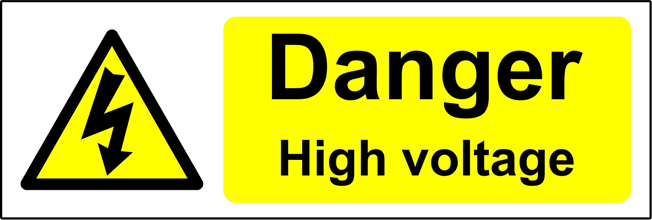 Kpcm Display Ltd Danger High Voltage Safety Sign - 1.2Mm Rigid Plastic 300Mm X 100Mm