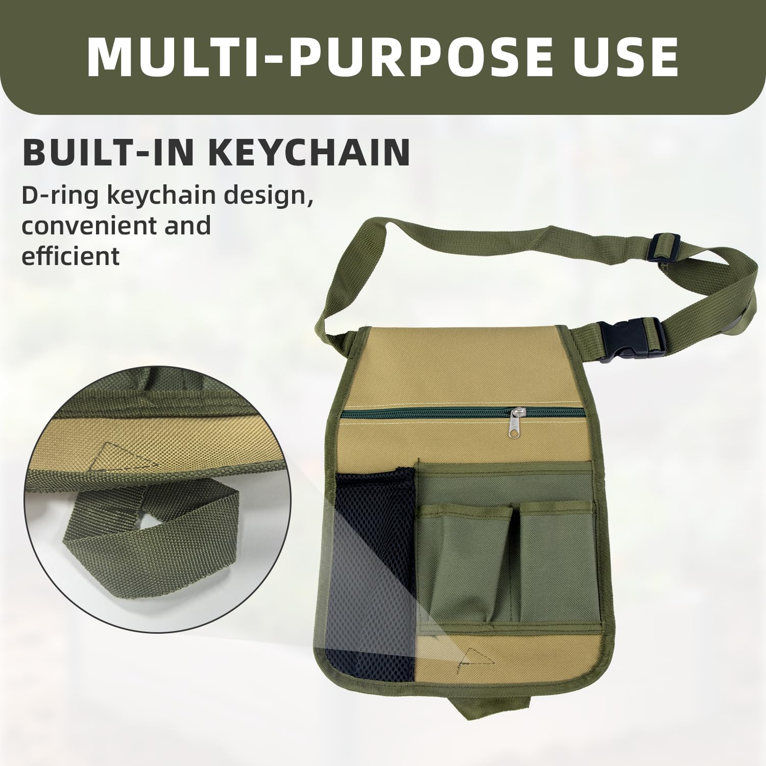 Cintura Porta Attrezzi,Marsupio Porta Attrezzi Compatta con 5 Tasche,Marsupio Elettricista Rimovibile e Regolabile,Marsupios da Lavoro per Elettricisti,Falegnami e Operai Edili（Verde)