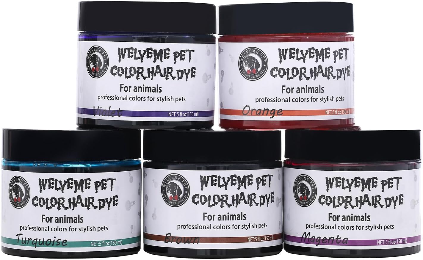 Dog Hair Dye Rainbow, Permanent Pet Hair Dye, Professional Dog Safe Hair Dye, Bright Color for Dogs and Horses(Rainbow)