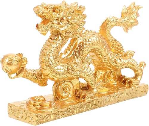 Zerodeko Estatua de dragón Fengshui, año de 2024, figura de dragón del zodiaco chino, estatua de dragón auspicioso chino, decoración de año nuevo