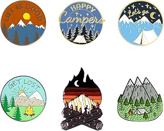 Outdoor Enamel Lapel Pins 6 Pack Camping Pins Nature Buttons Cute Mini Enamel Pins…