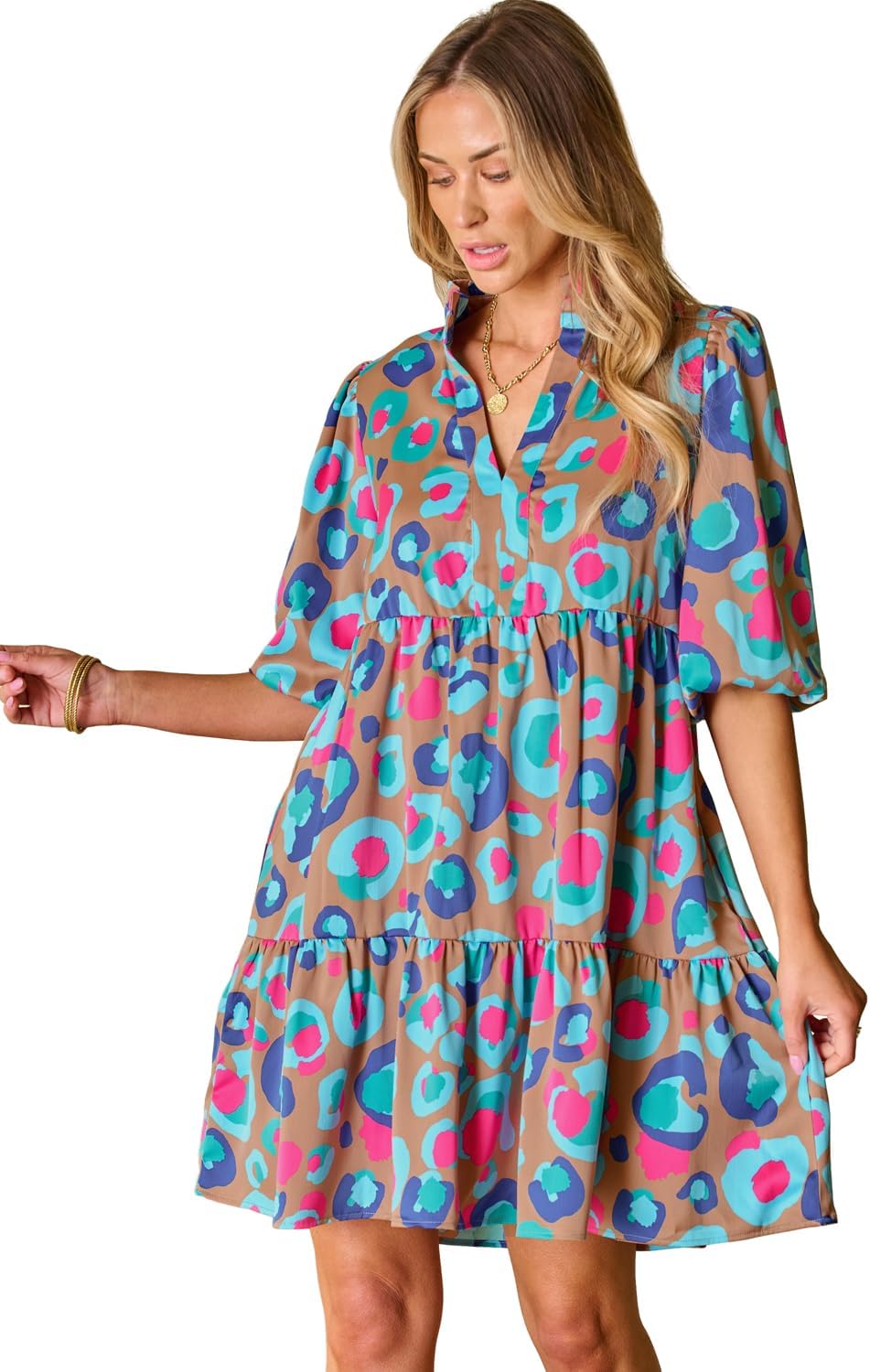 green velvet dress for wedding guest Juma Ruffle Leopard Print Mini Dress main image 1